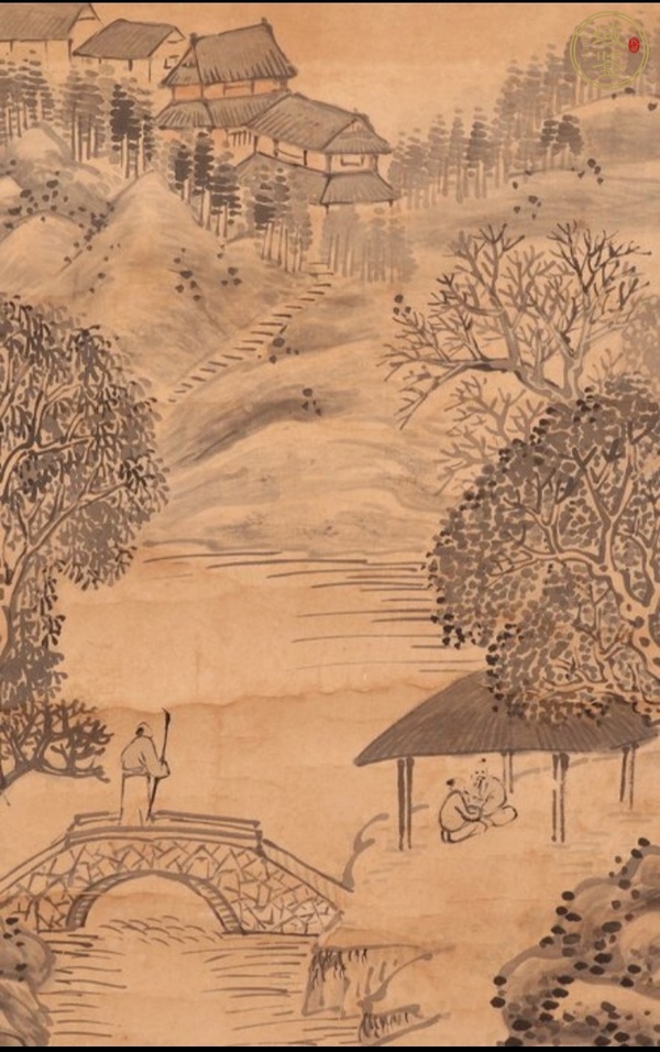 古玩字畫清仿張熊款山水真品鑒賞圖
