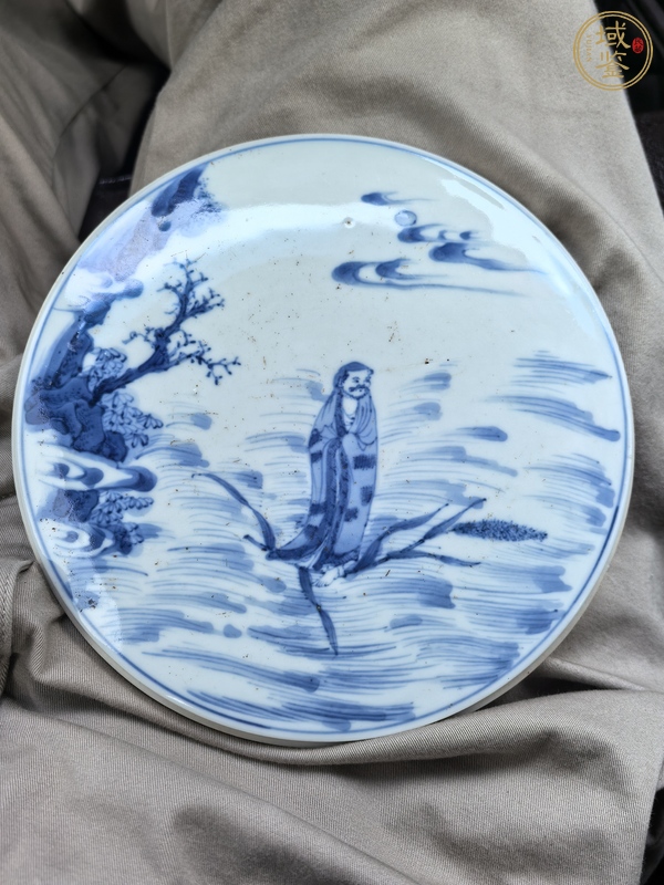 古玩陶瓷一葦渡江青花瓷板真品鑒賞圖