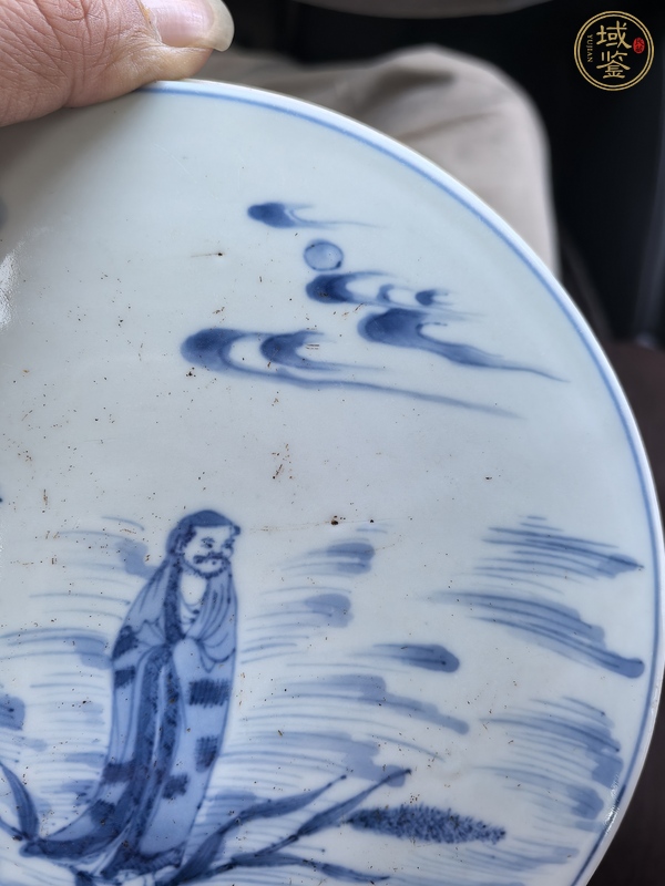 古玩陶瓷一葦渡江青花瓷板真品鑒賞圖