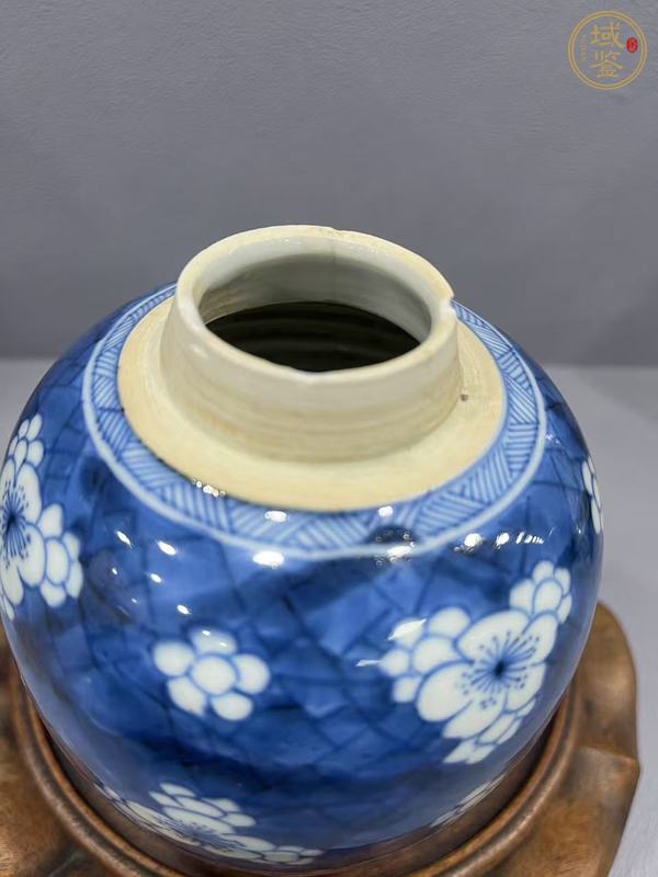 古玩陶瓷青花留白冰梅紋罐真品鑒賞圖