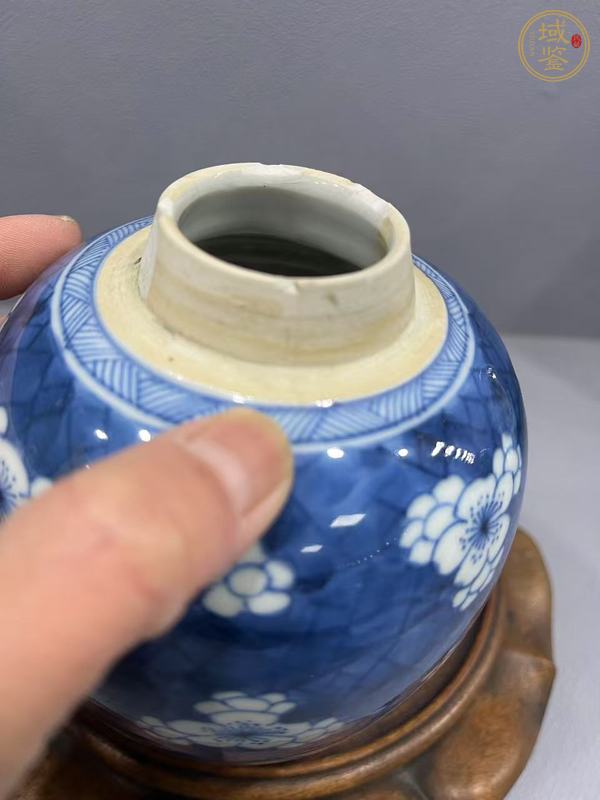古玩青花留白冰梅紋罐真品鑒賞圖