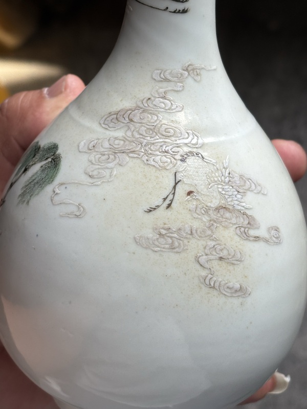 古玩陶瓷民國(guó) 粉彩仙人祝壽紋長(zhǎng)頸膽瓶拍賣(mài)，當(dāng)前價(jià)格8888元