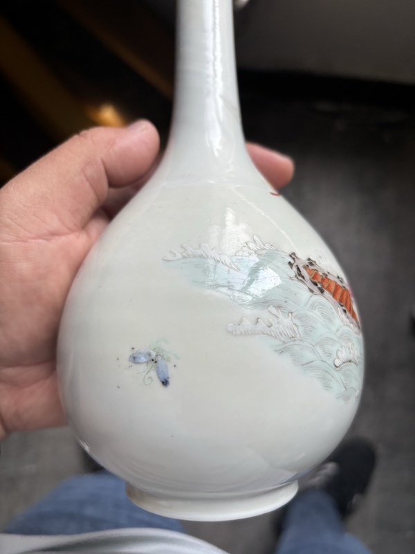 古玩陶瓷民國(guó) 粉彩仙人祝壽紋長(zhǎng)頸膽瓶拍賣(mài)，當(dāng)前價(jià)格8888元