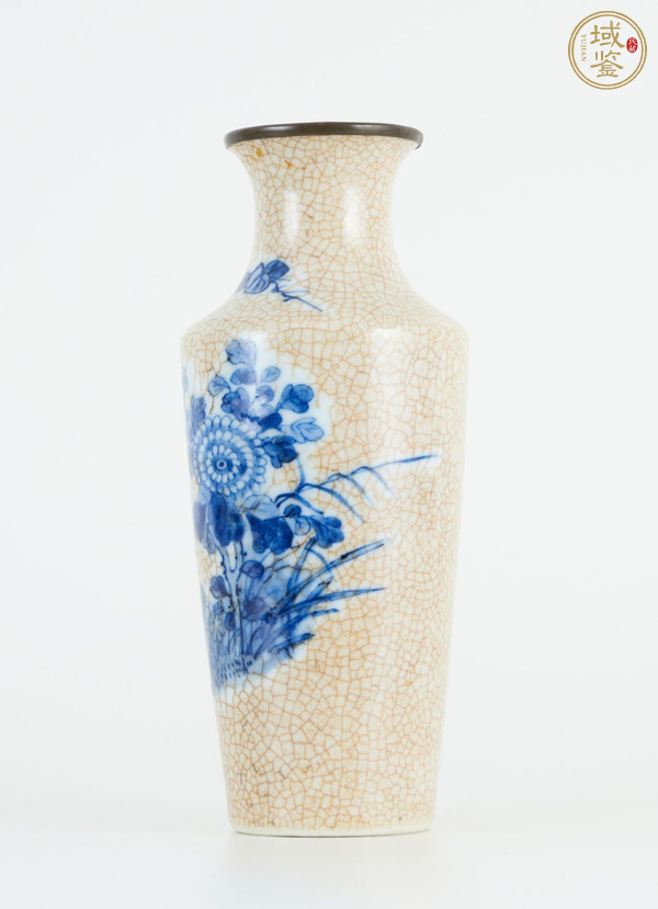 古玩陶瓷哥釉青花壽星童子撇口瓶真品鑒賞圖