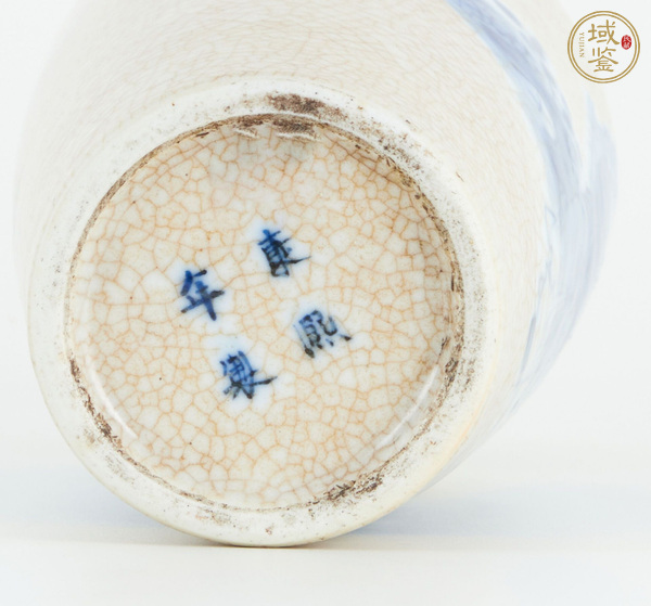 古玩陶瓷哥釉青花壽星童子撇口瓶真品鑒賞圖