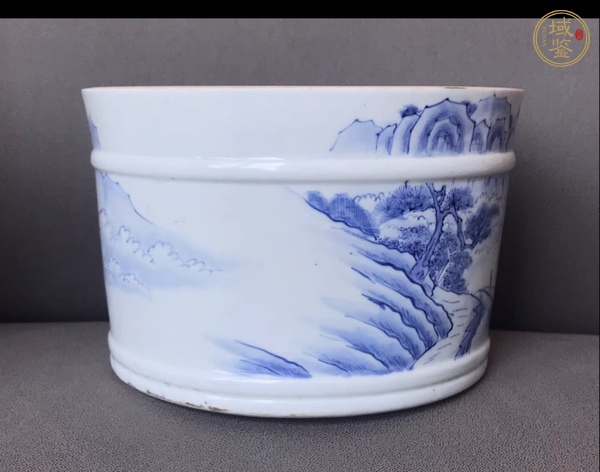 古玩山水紋青花筆海真品鑒賞圖