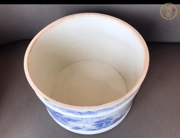 古玩陶瓷山水紋青花筆海真品鑒賞圖