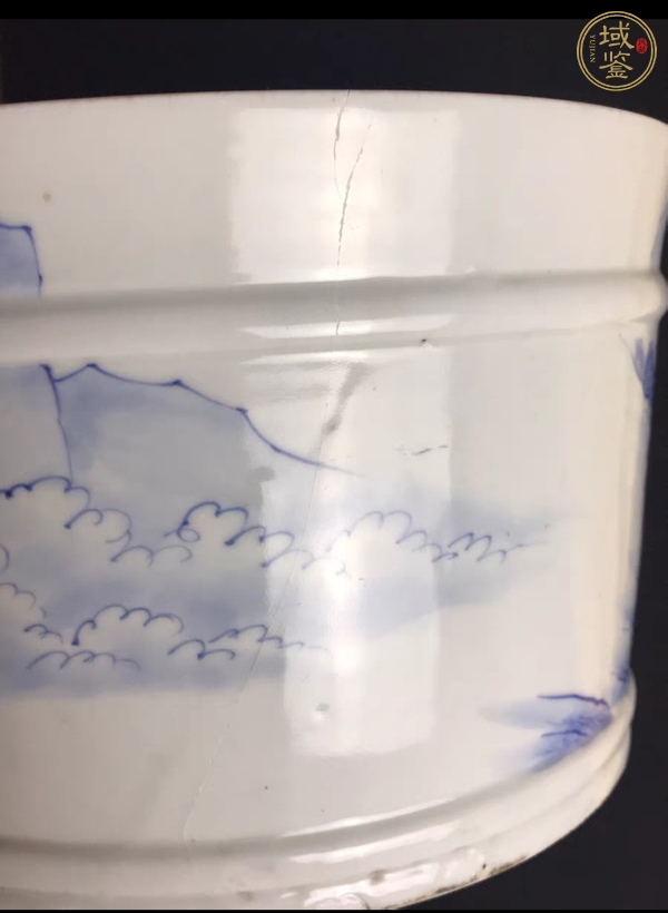 古玩陶瓷山水紋青花筆海真品鑒賞圖