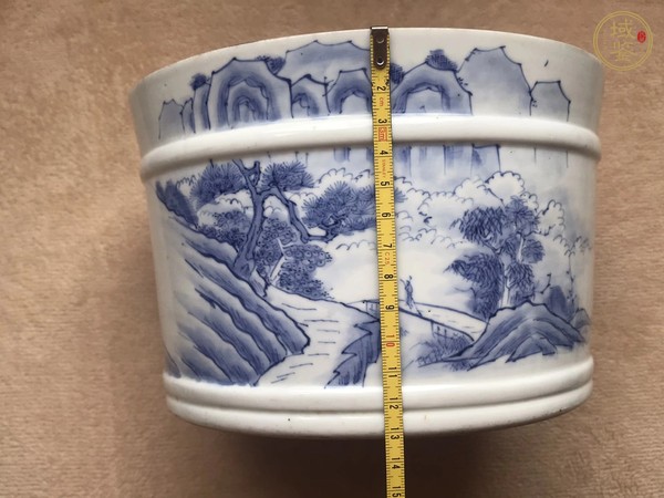 古玩陶瓷山水紋青花筆海真品鑒賞圖