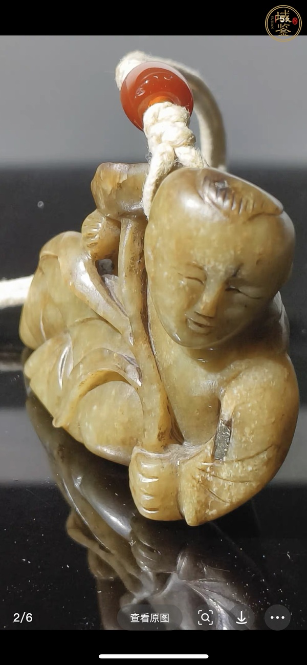 古玩玉器和田玉雕“執蓮童子”真品鑒賞圖