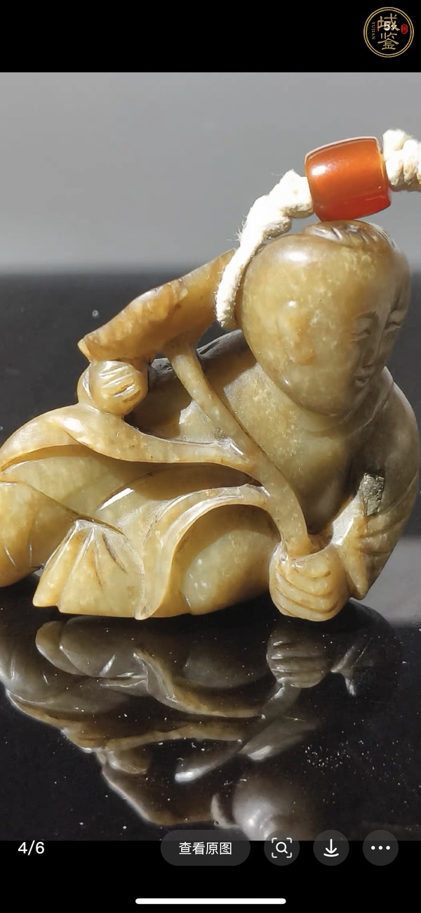 古玩玉器和田玉雕“執蓮童子”真品鑒賞圖