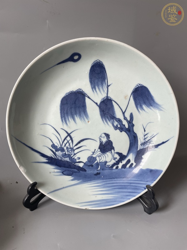 古玩陶瓷青花高士人物盤真品鑒賞圖