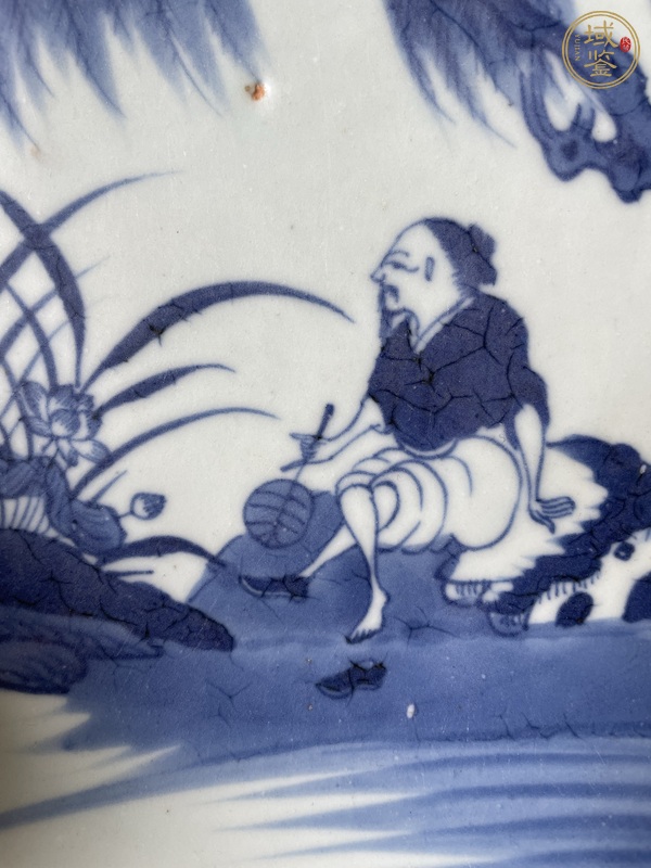 古玩陶瓷青花高士人物盤真品鑒賞圖