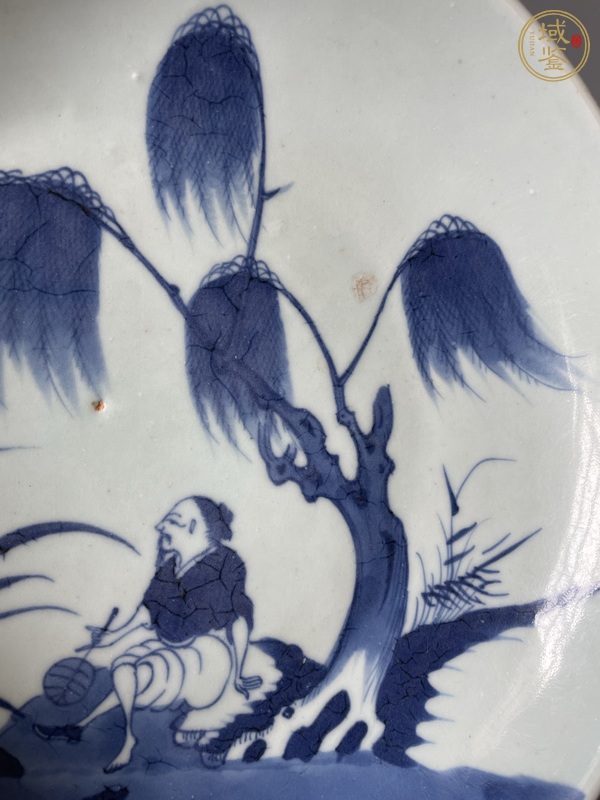 古玩陶瓷青花高士人物盤真品鑒賞圖