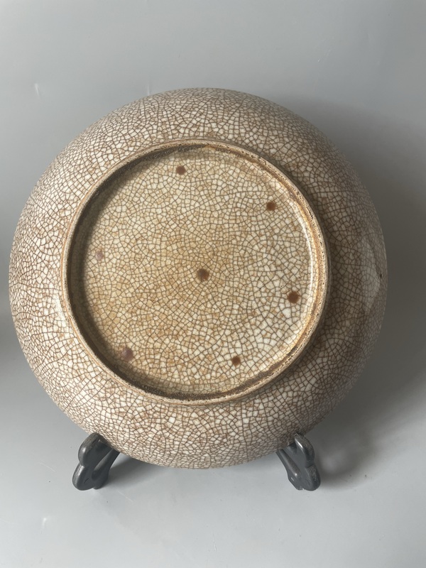 古玩陶瓷清代乾隆哥釉七星盤拍賣，當前價格3800元