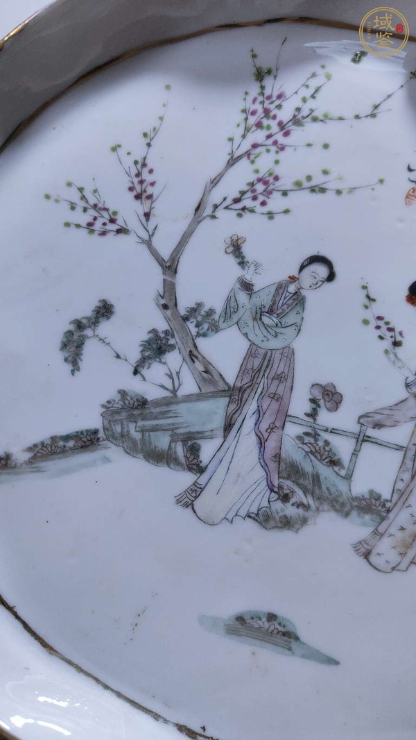 古玩陶瓷粉彩二喬圖茶盤(pán)真品鑒賞圖