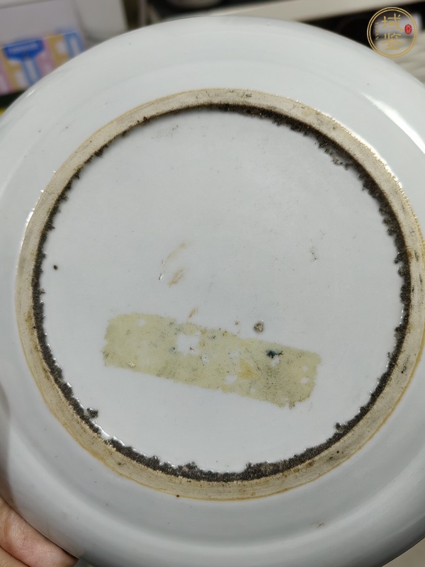 古玩陶瓷廣五彩人物臥足盤真品鑒賞圖