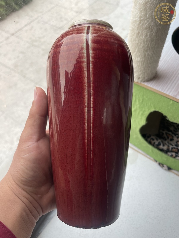 古玩陶瓷清中晚期 鈞紅釉瓶真品鑒賞圖