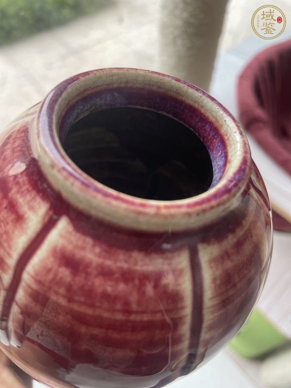 古玩陶瓷清中晚期 鈞紅釉瓶真品鑒賞圖