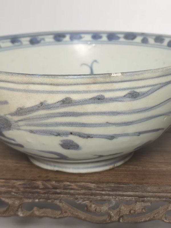 古玩陶瓷晚明青花龍鳳紋碗拍賣，當(dāng)前價(jià)格1980元