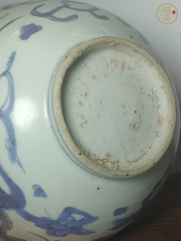 古玩陶瓷晚明青花龍鳳紋碗真品鑒賞圖