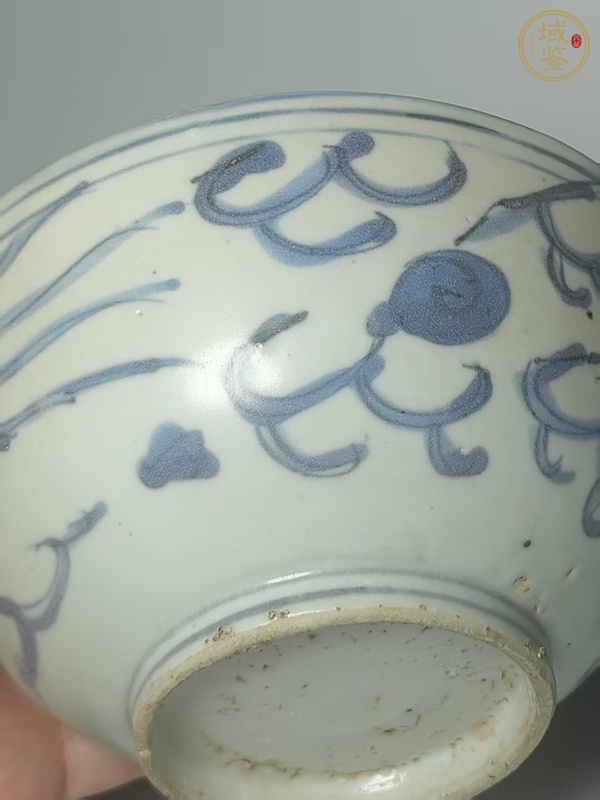 古玩陶瓷晚明青花龍鳳紋碗真品鑒賞圖