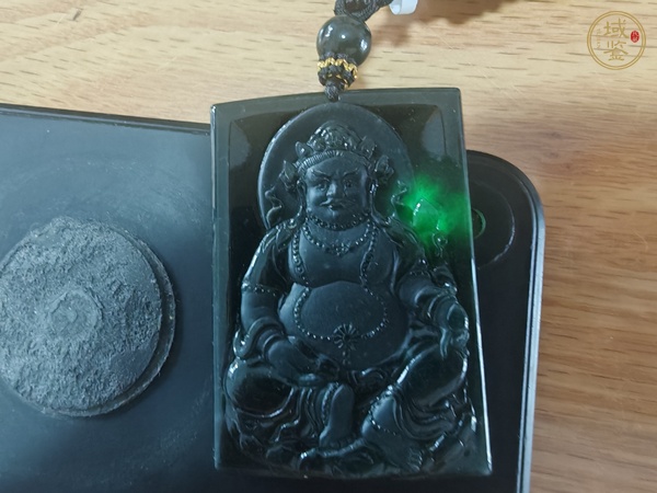 古玩玉器天然翡翠雕“財神牌”真品鑒賞圖