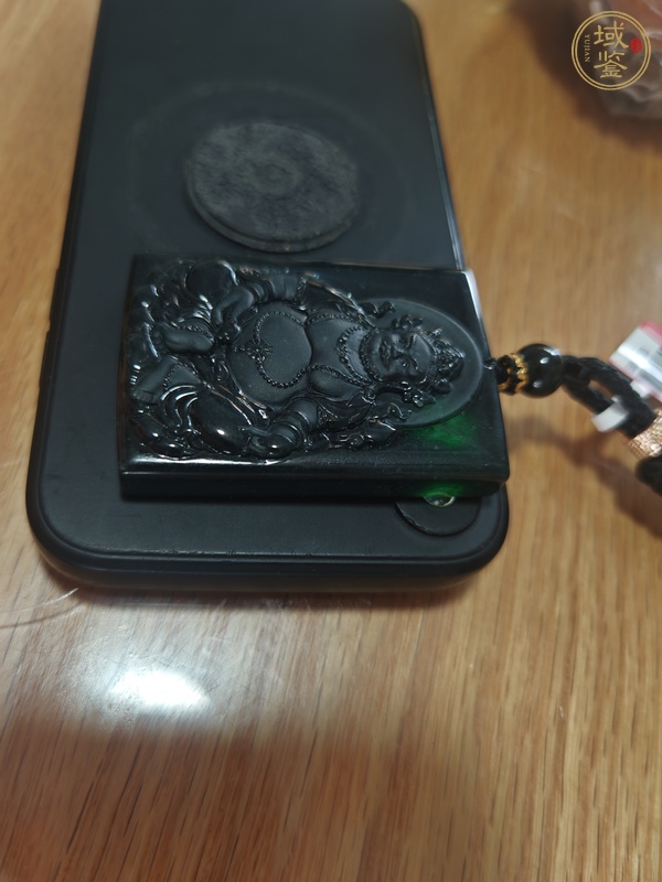 古玩玉器天然翡翠雕“財神牌”真品鑒賞圖