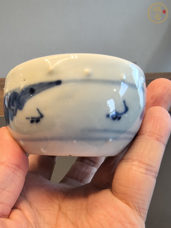 古玩清中期青花鼓釘洗真品鑒賞圖