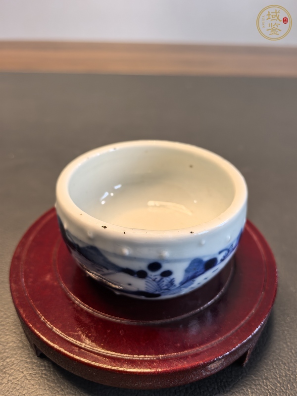古玩陶瓷清中期青花鼓釘洗真品鑒賞圖
