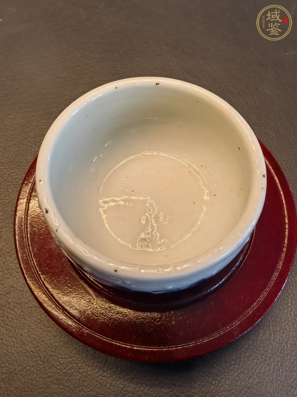 古玩陶瓷清中期青花鼓釘洗真品鑒賞圖