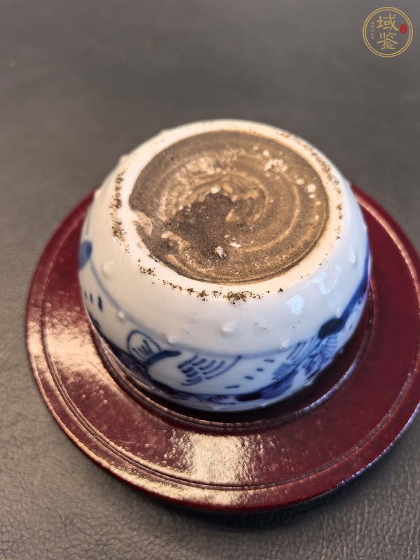 古玩陶瓷清中期青花鼓釘洗真品鑒賞圖