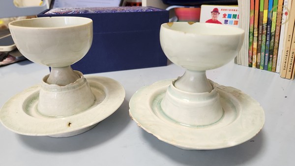 古玩陶瓷青白釉盞和托真品鑒賞圖