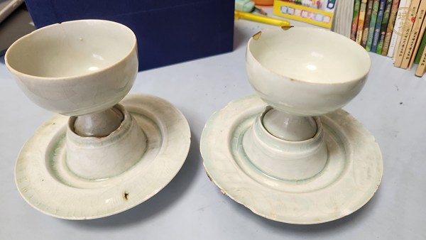 古玩陶瓷青白釉盞和托真品鑒賞圖