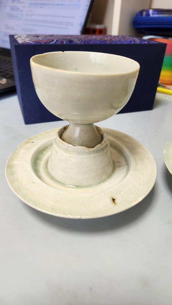古玩陶瓷北宋湖田窯盞托一對拍賣，當(dāng)前價格40000元
