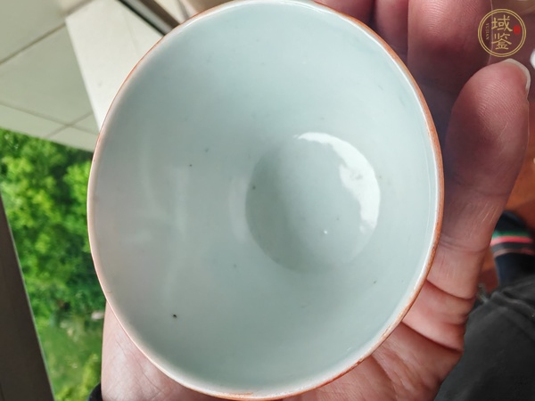 古玩陶瓷礬紅詩文杯真品鑒賞圖