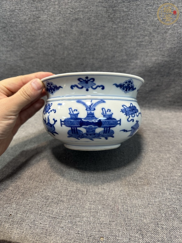 古玩博古圖青花香爐真品鑒賞圖