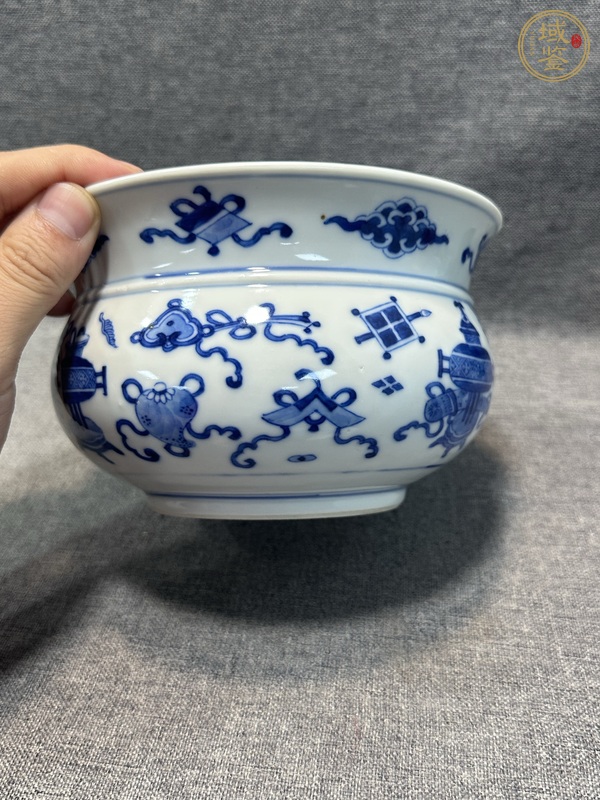古玩陶瓷博古圖青花香爐真品鑒賞圖
