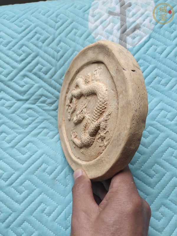 古玩陶瓷五爪龍紋灰陶瓦當真品鑒賞圖