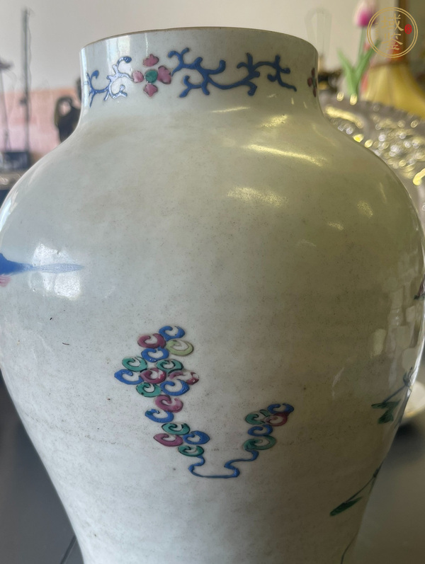 古玩陶瓷清中期 粉彩山水紋將軍罐真品鑒賞圖