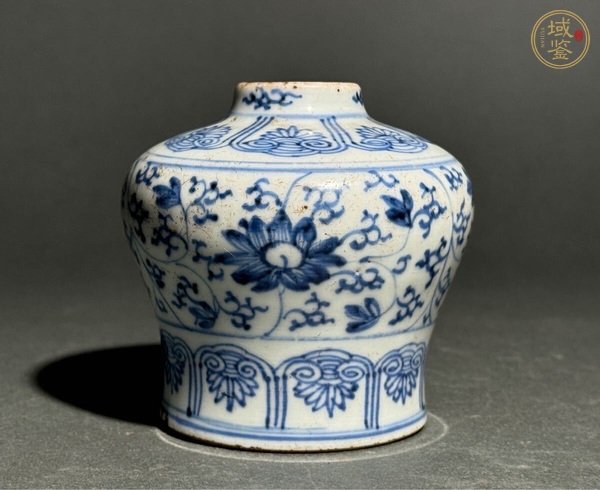 古玩陶瓷青花淡描花卉紋天字罐真品鑒賞圖