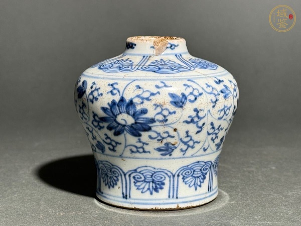 古玩陶瓷青花淡描花卉紋天字罐真品鑒賞圖