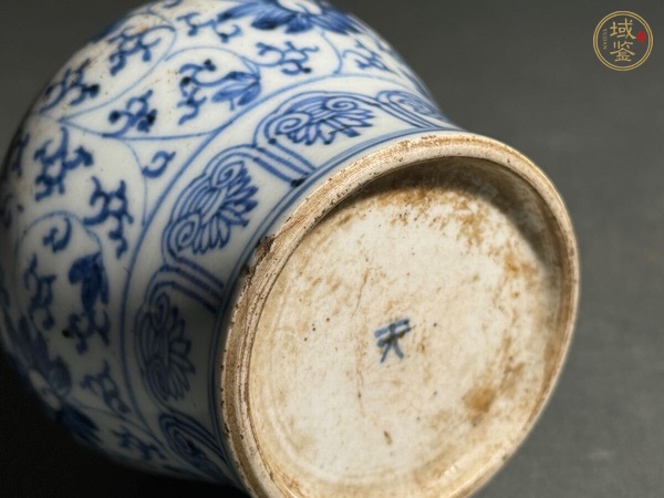 古玩陶瓷青花淡描花卉紋天字罐真品鑒賞圖