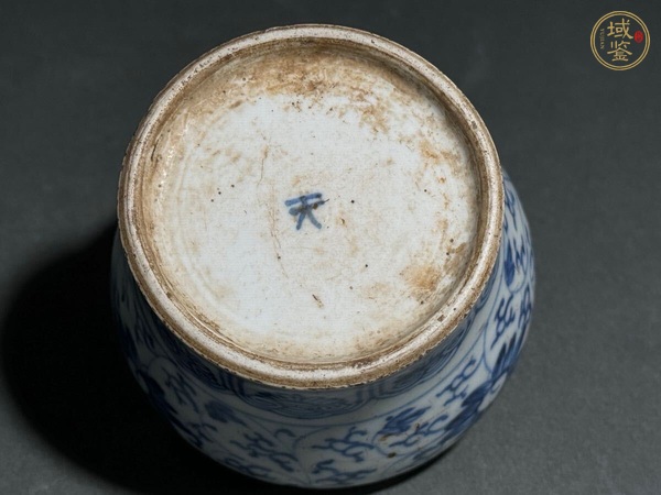 古玩陶瓷青花淡描花卉紋天字罐真品鑒賞圖