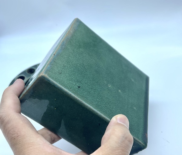 古玩陶瓷綠釉筆插拍賣，當前價格120元