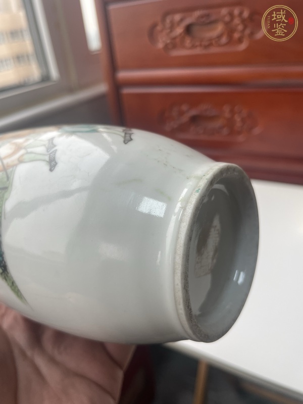 古玩陶瓷樵漁問答雙福耳撇口瓶真品鑒賞圖