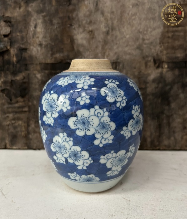 古玩青花留白冰梅紋罐真品鑒賞圖