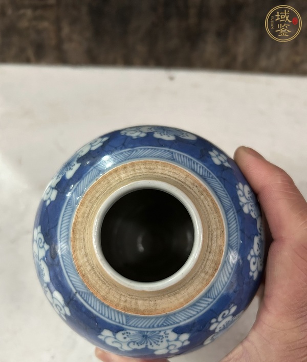 古玩陶瓷青花留白冰梅紋罐真品鑒賞圖