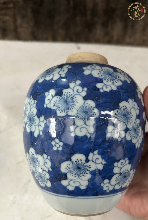 古玩陶瓷青花留白冰梅紋罐真品鑒賞圖