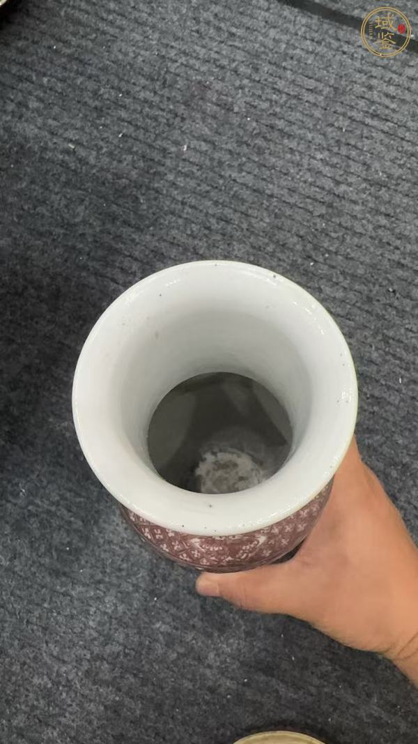 古玩陶瓷釉里紅魚藻紋棒槌瓶真品鑒賞圖